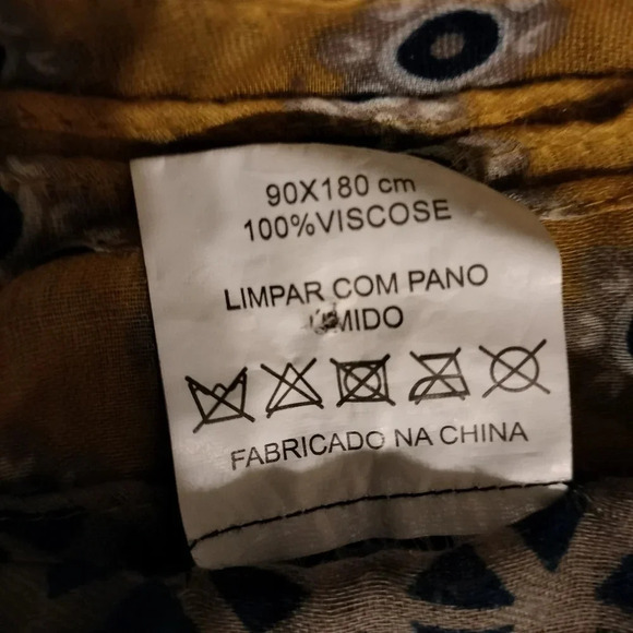 SOUQ Dark blue Mustard Semi Sheer Scarf Multifunctional Rectangle Tassel - Picture 12 of 12